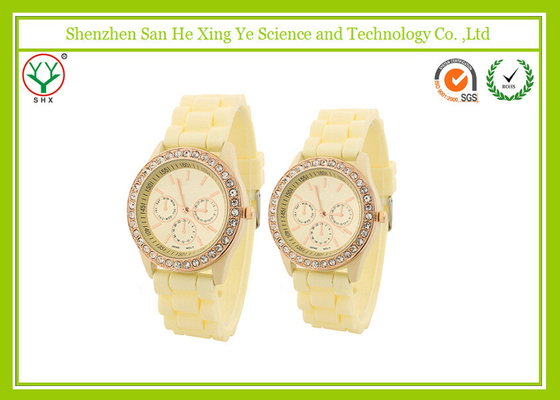 Custom Rubber Silicone Strap Watches With Yellow Band And Sunflower Dial